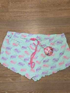 3X NWT Winx Club Mint Green Lounge Shorts with Pink Drawstring